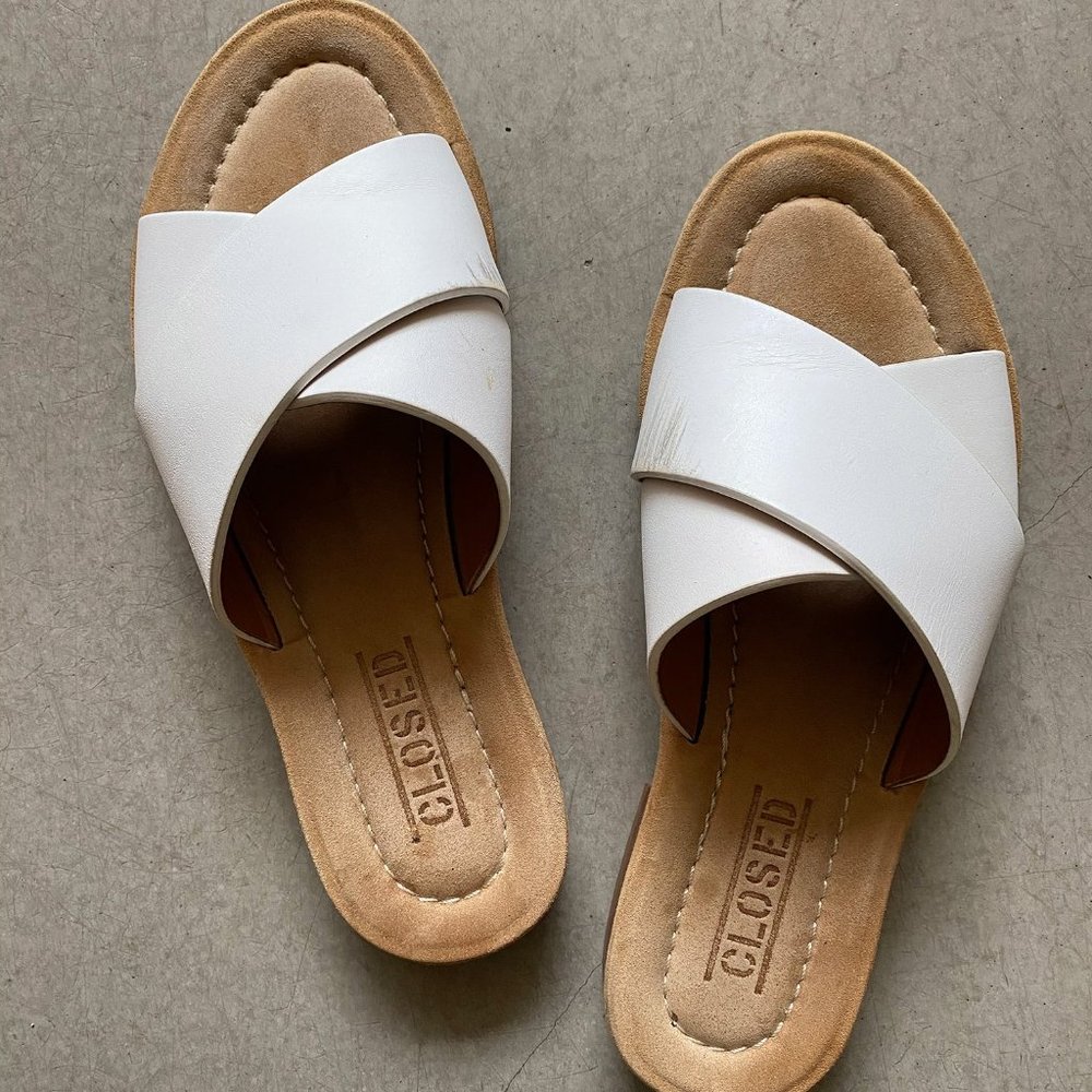 White luxury leather crossover CLOSED sandals size 37